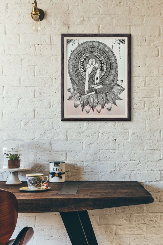 The Epitome of Calmness- The Buddha, a Zentangle Inspired artwork by Vandana Bhasin