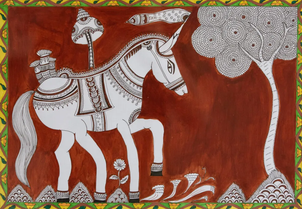 Chivalry, a Kalamkari artwork by Vandana Bhasin