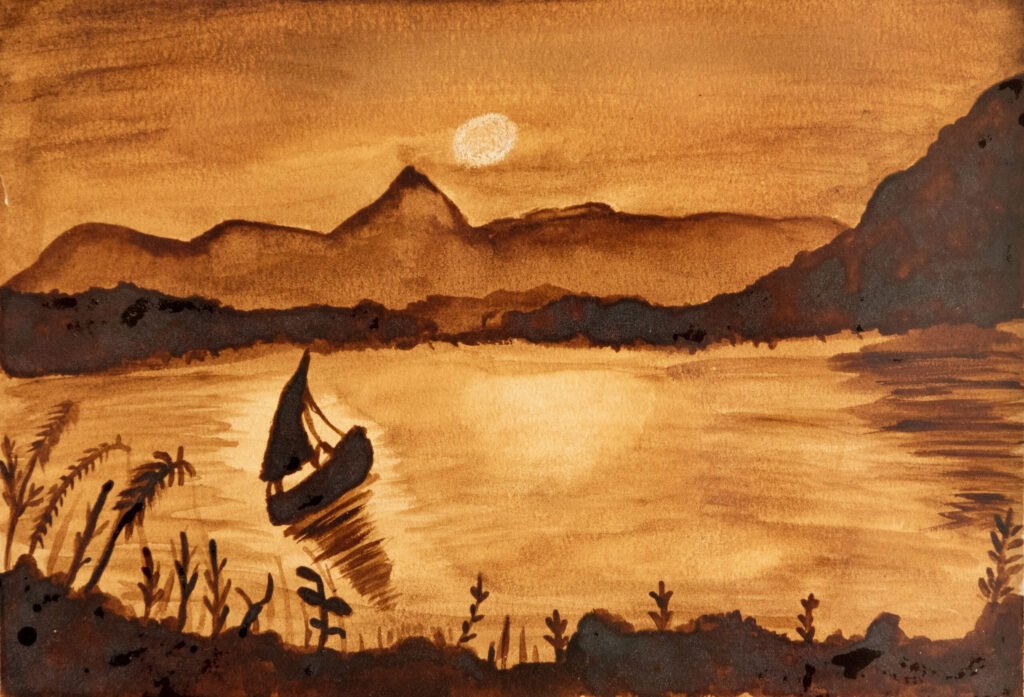 Dusky Dusk, a Coffee Painting artwork by Vandana Bhasin