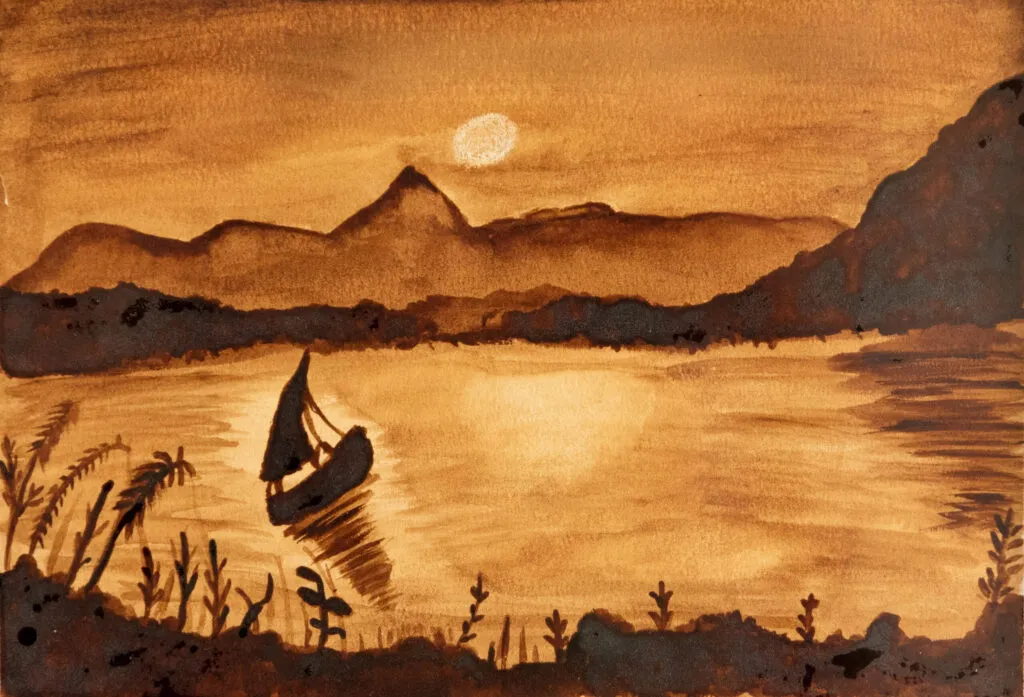 Dusky Dusk, a Coffee Painting artwork by Vandana Bhasin