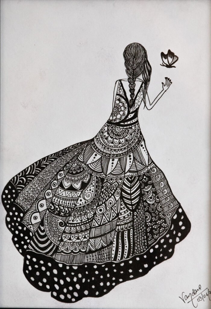 Chasing Butterflies, a Zentangle Inspired artwork by Vandana Bhasin