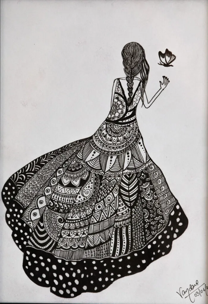 Chasing Butterflies, a Zentangle Inspired artwork by Vandana Bhasin