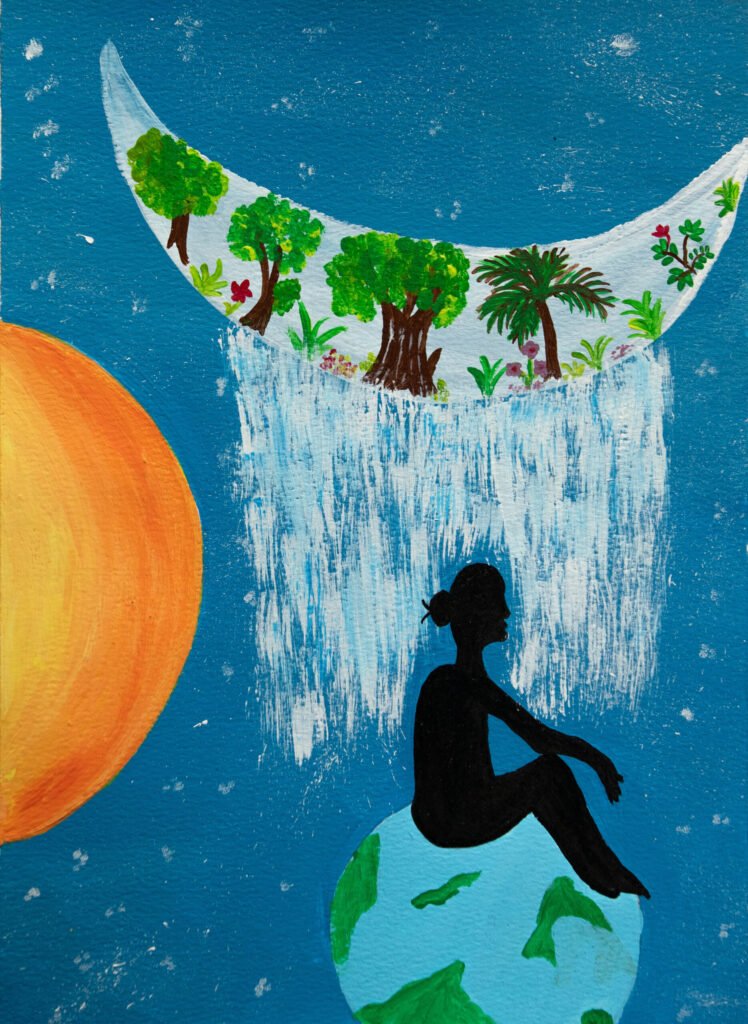 When Fire Spoke to Water, a Acrylic artwork by Vandana Bhasin
