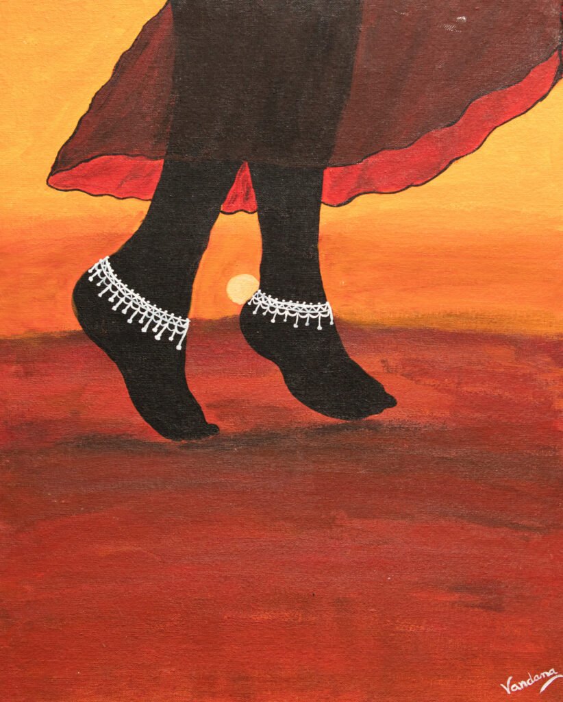 Dancing Feet, a Acrylic artwork by Vandana Bhasin