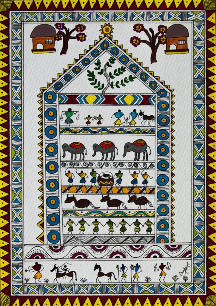 Life in Colors, a Tribal Art artwork by Vandana Bhasin