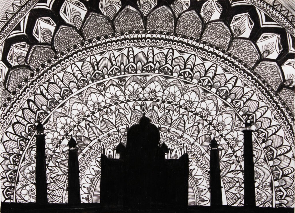 An epitome of love, Taj Mahal, a Zentangle Inspired artwork by Vandana Bhasin