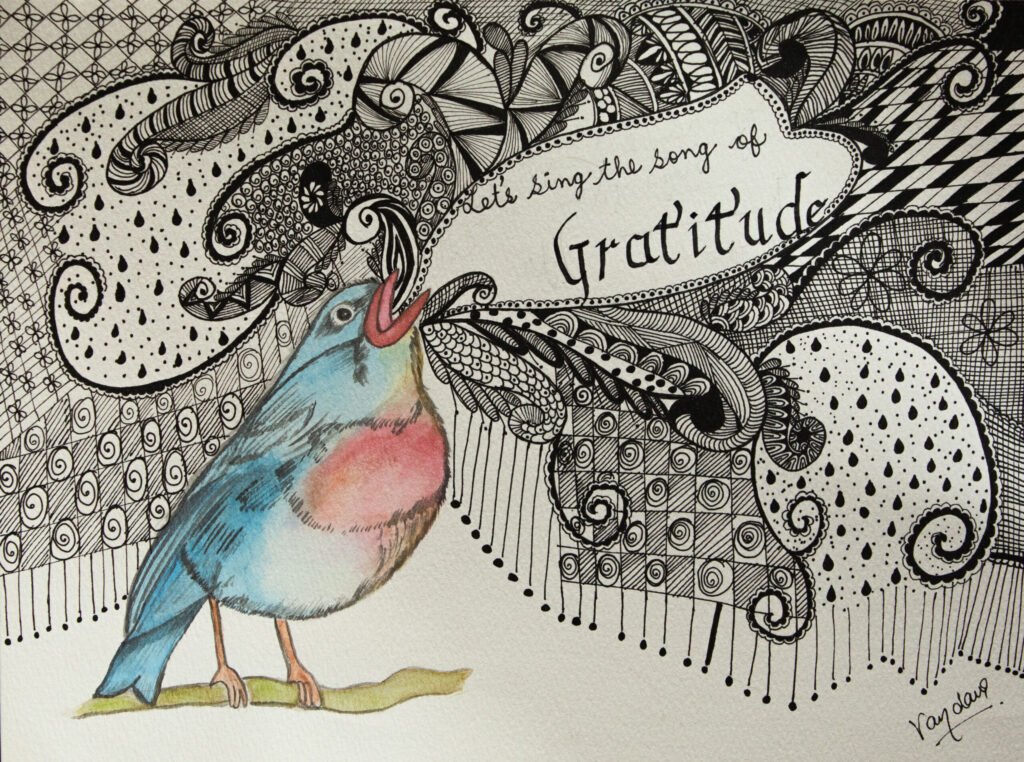 Importance of gratitude, a Zentangle Inspired artwork by Vandana Bhasin