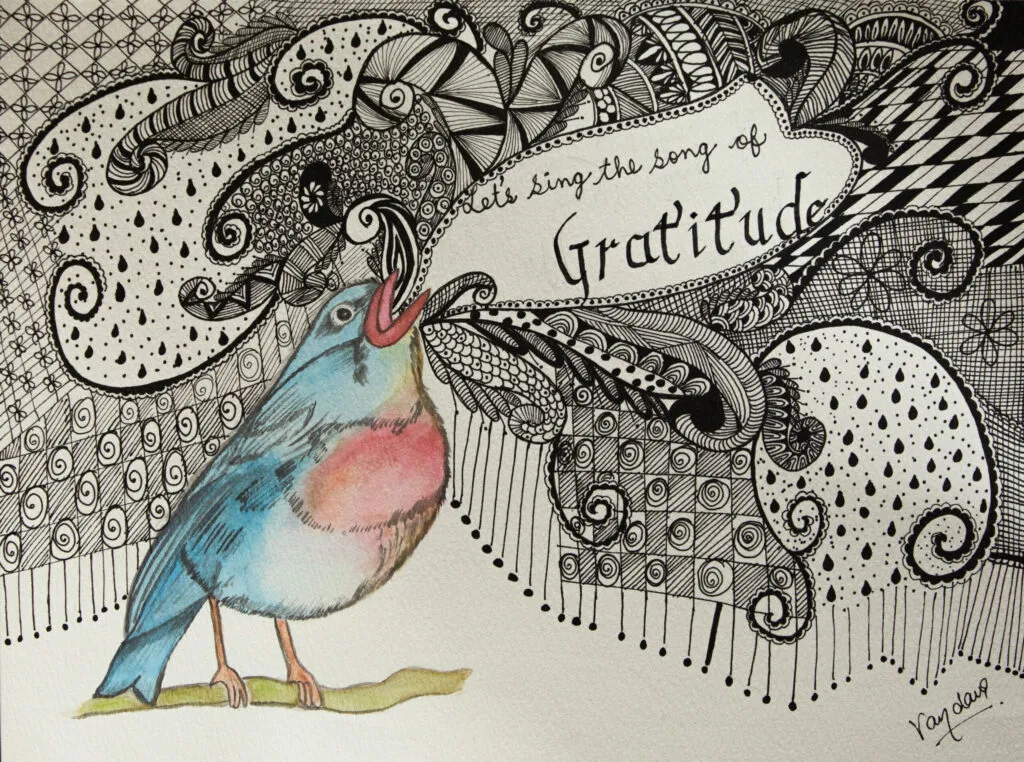 Importance of gratitude, a Zentangle Inspired artwork by Vandana Bhasin
