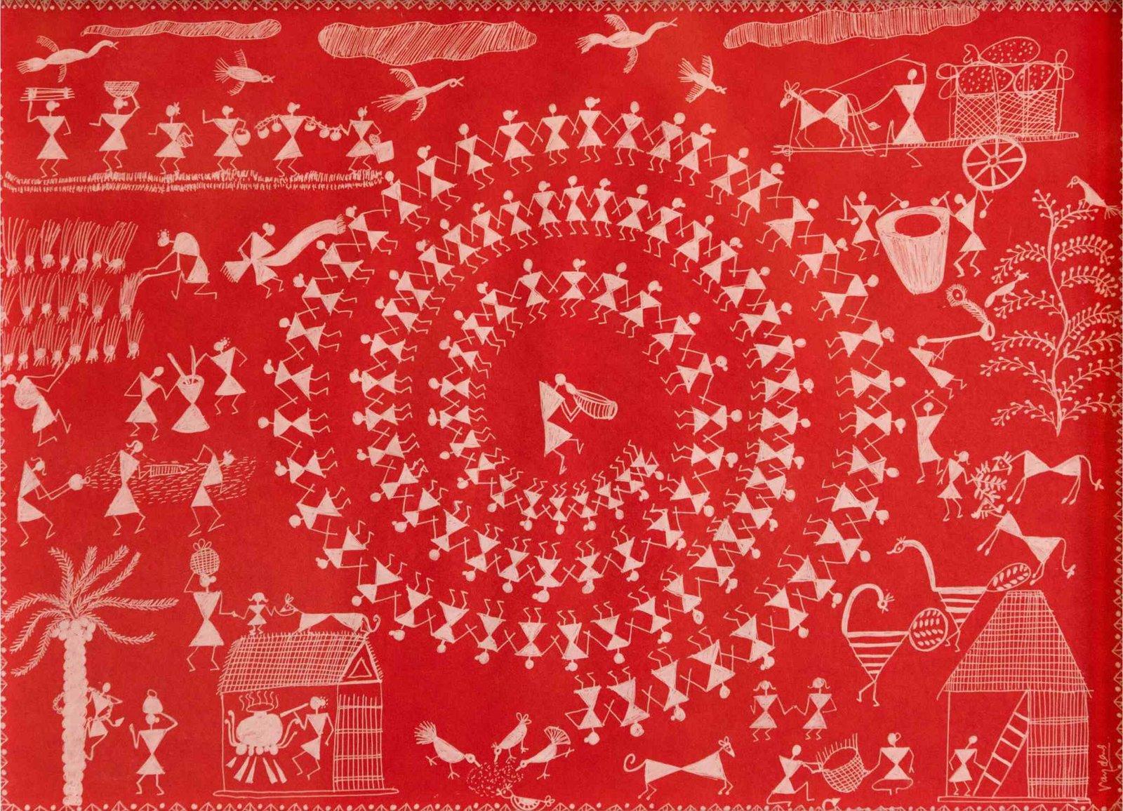 The Dance of Life, a Tribal Art artwork by Vandana Bhasin