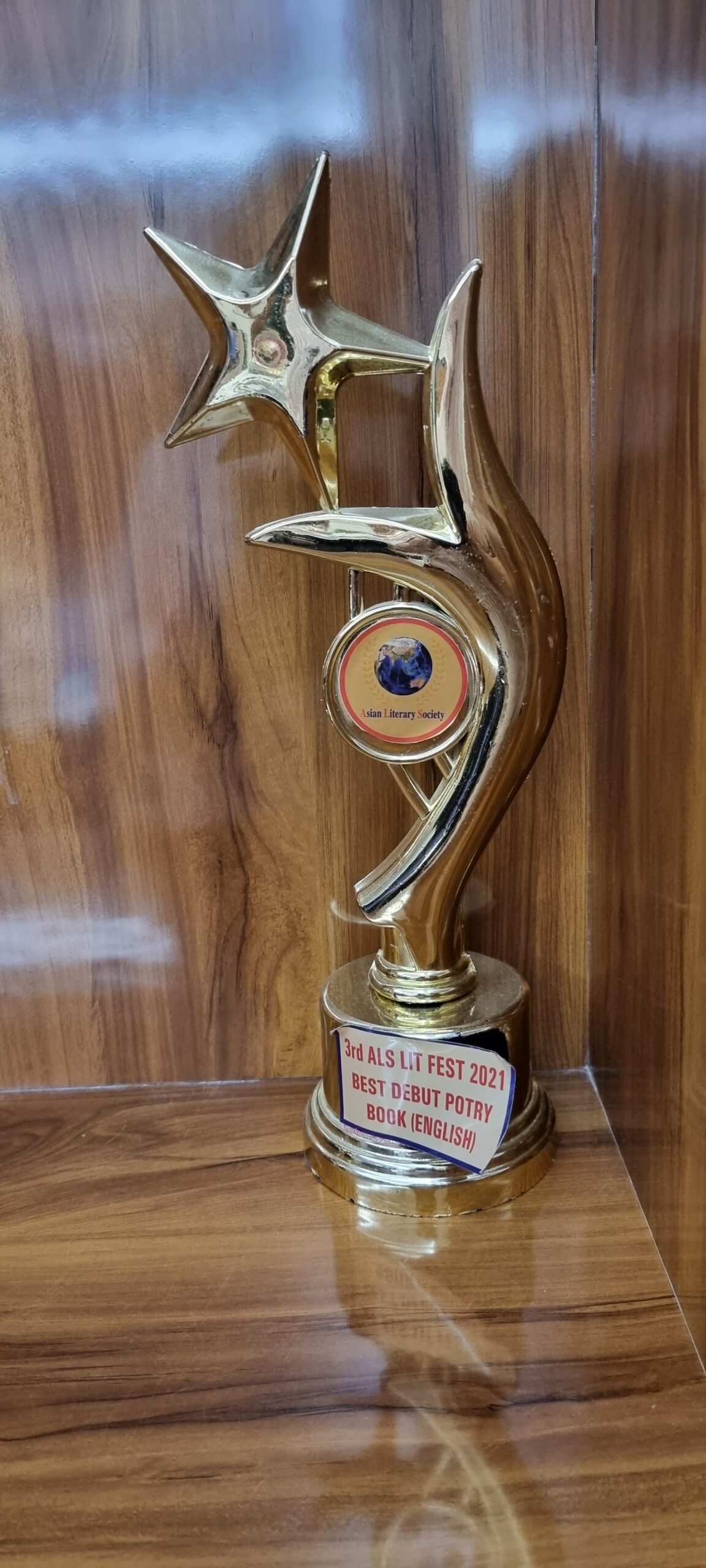 A literary award certificate presented to Vandana Bhasin
