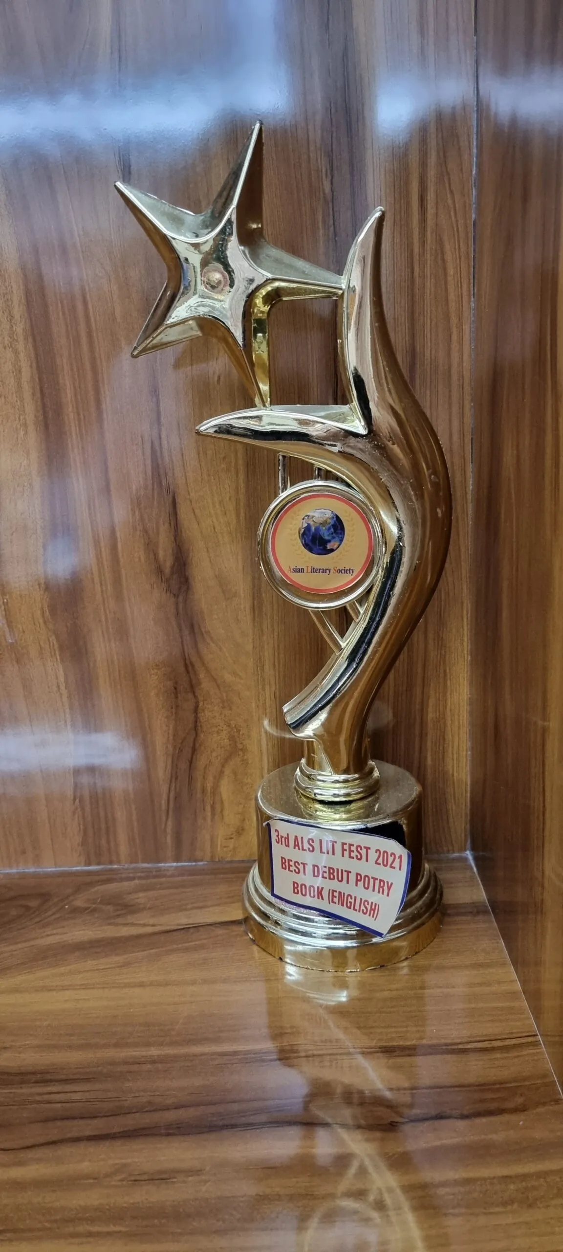 A literary award certificate presented to Vandana Bhasin