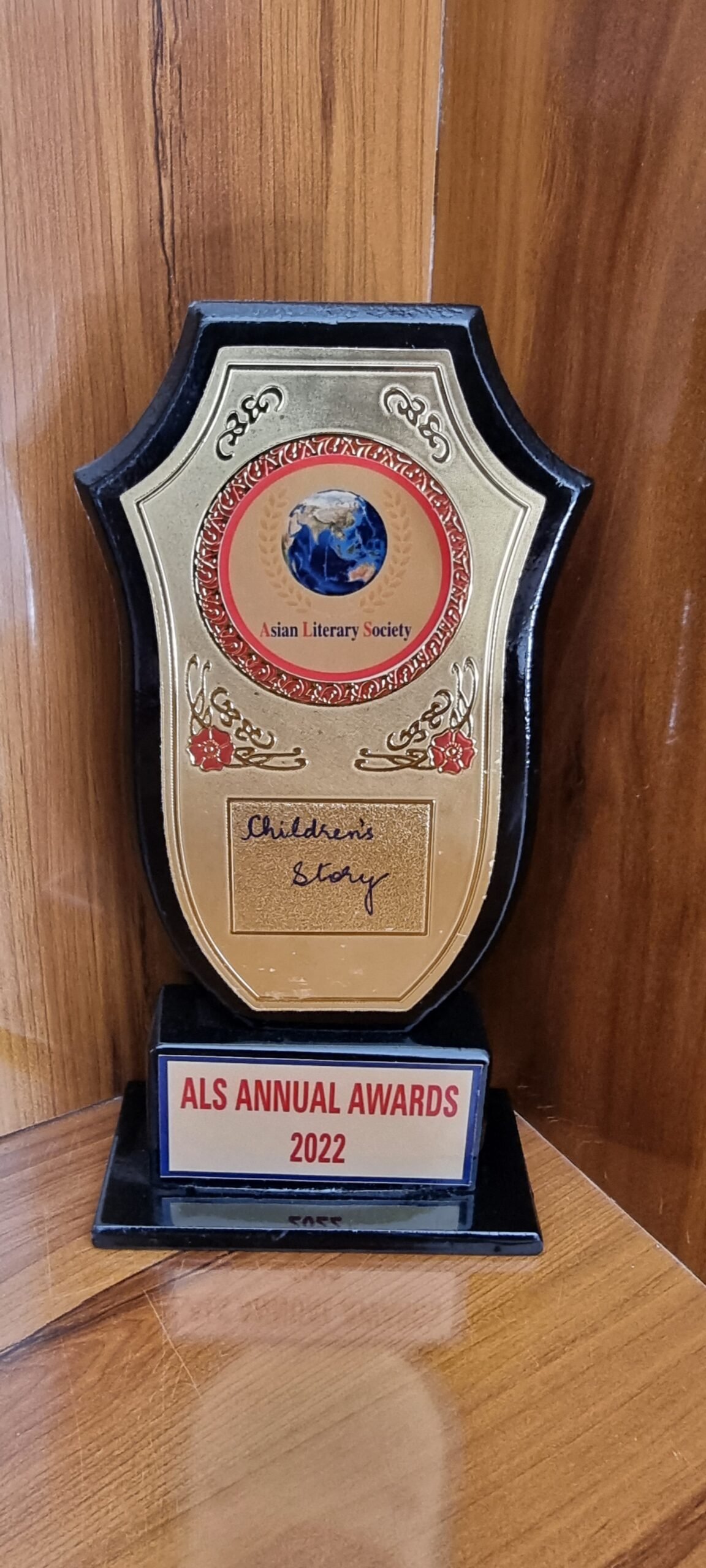A literary award certificate presented to Vandana Bhasin